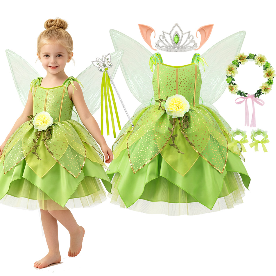 Baby Clothing Size - Girls Green Flower Fairy Elf Dress